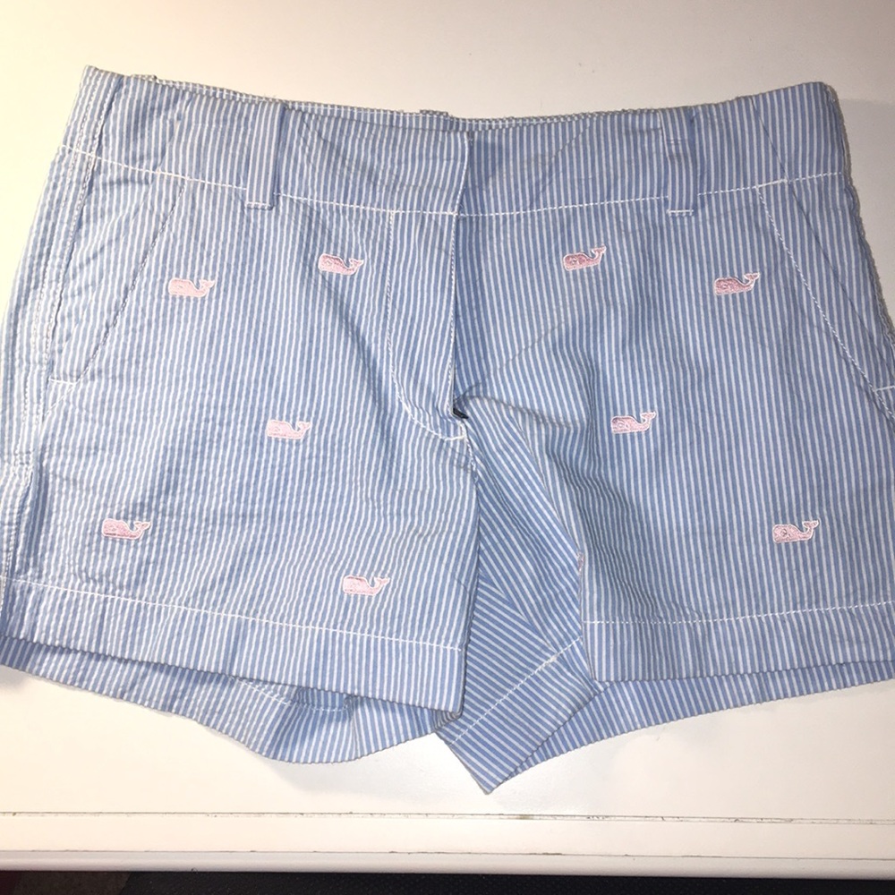 Vineyard Vines Girls seersucker embroidered shorts
